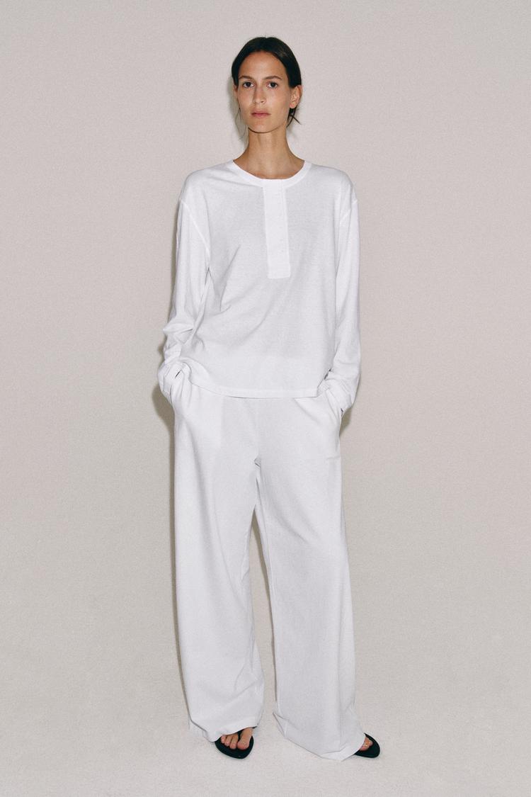 LINEN BLEND HENLEY SHIRT - Zara product image