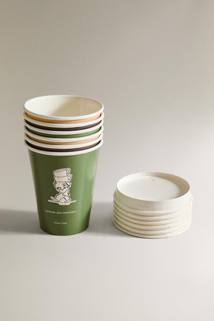 PACK OF COFFEE TUMBLERS WITH LID (PACK OF 6) - Zara product image