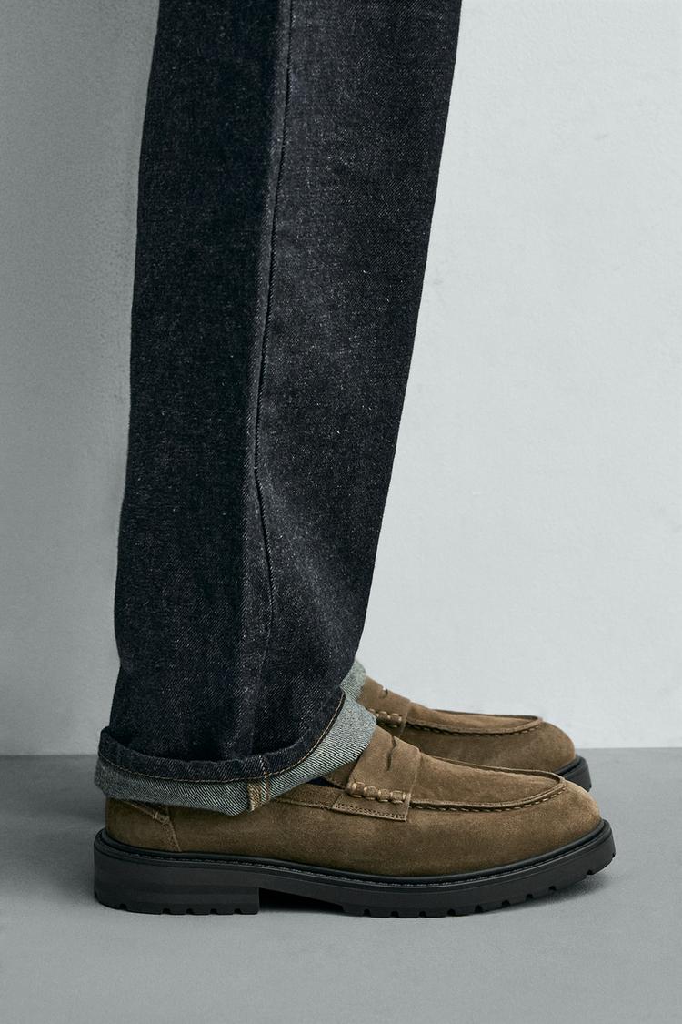 LEATHER TRACK PENNY LOAFERS - Zara product image