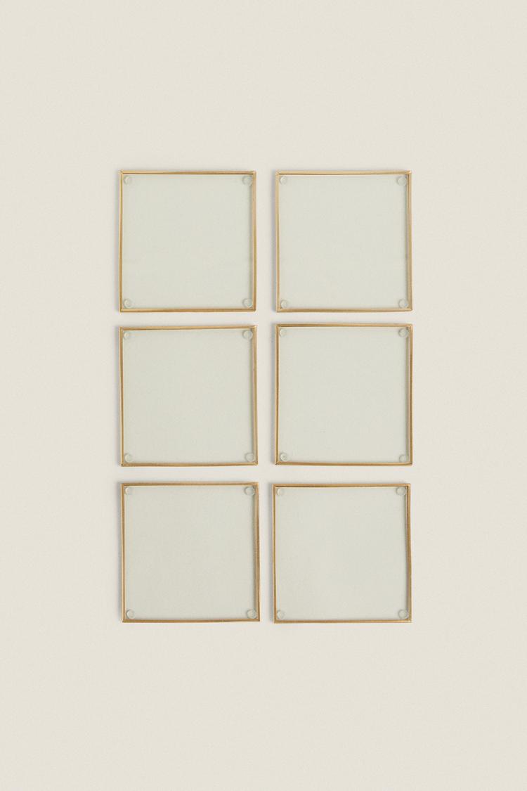 SET OF METAL AND GLASS COASTERS (SET OF 6) - Zara product image