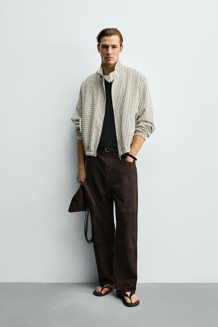 CROPPED FIT TEXTURED PLAID JACKET - Zara product image