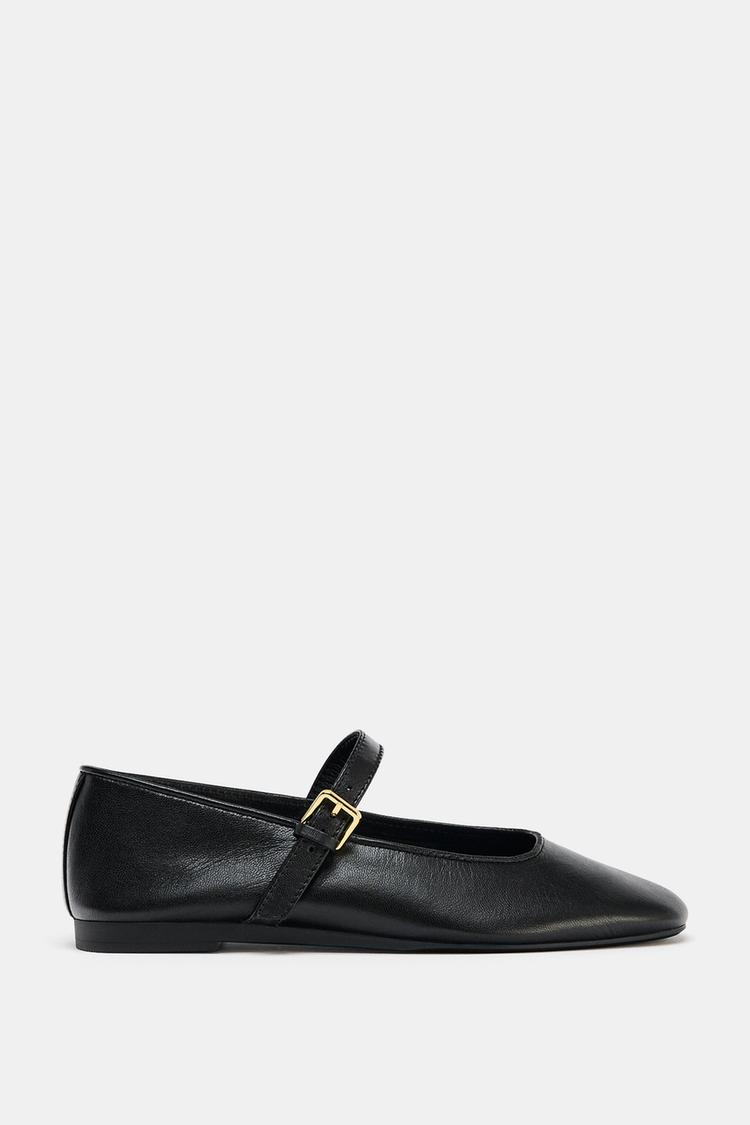 LEATHER BALLET FLATS - Zara product image