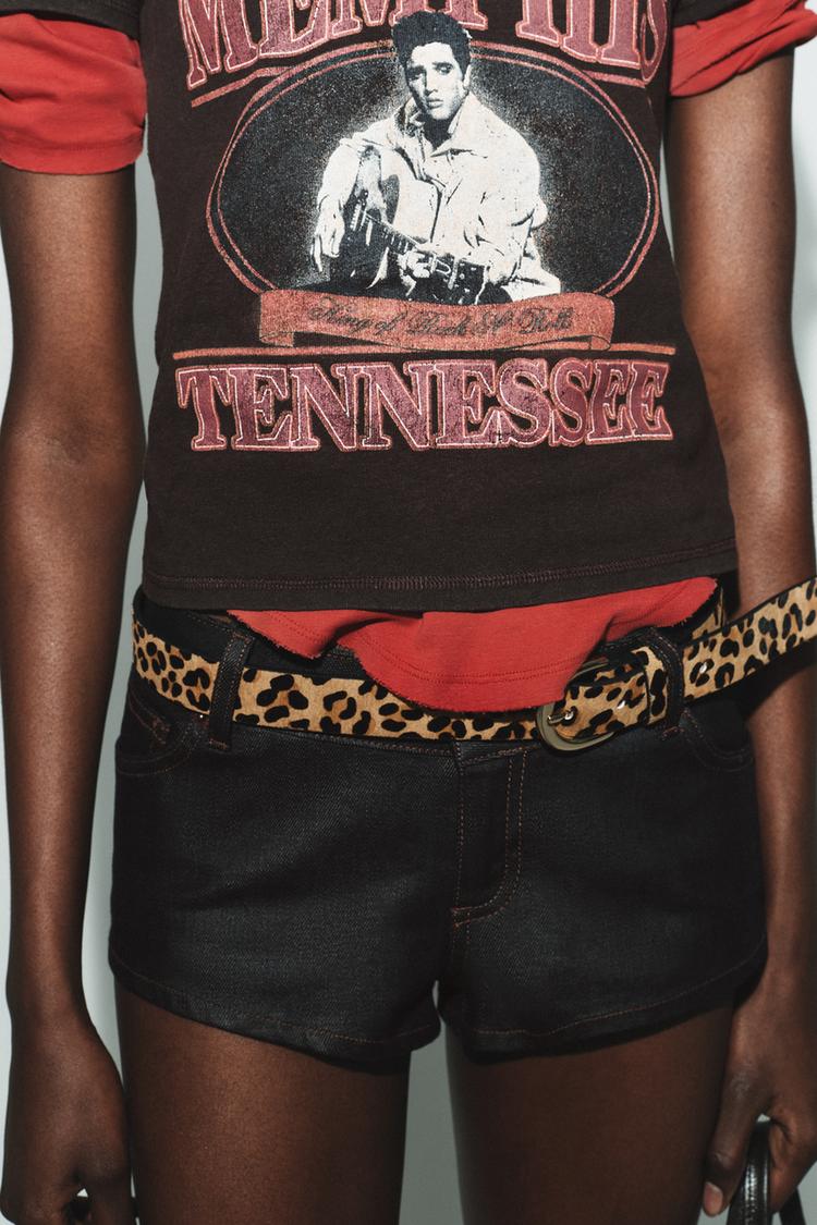 100% LEATHER ANIMAL PRINT BELT - Zara product image