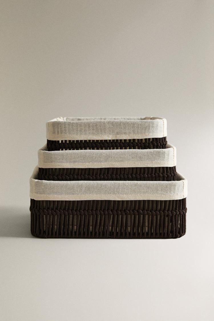 RECTANGULAR COTTON-LINED BASKET - Zara product image
