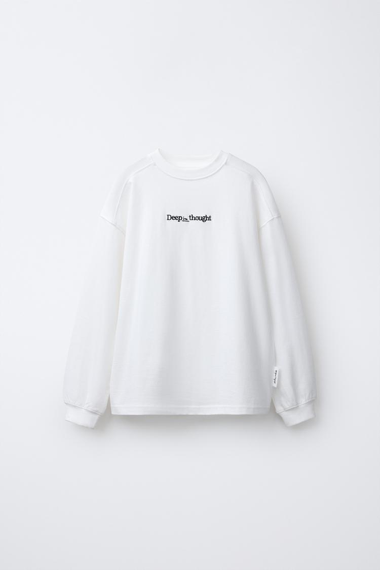 EMBROIDERED TEXT T-SHIRT - Zara product image