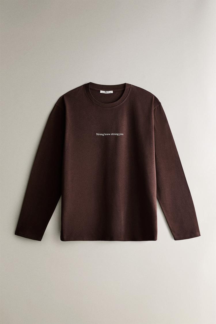 TEXT LONG SLEEVE T-SHIRT - Zara product image