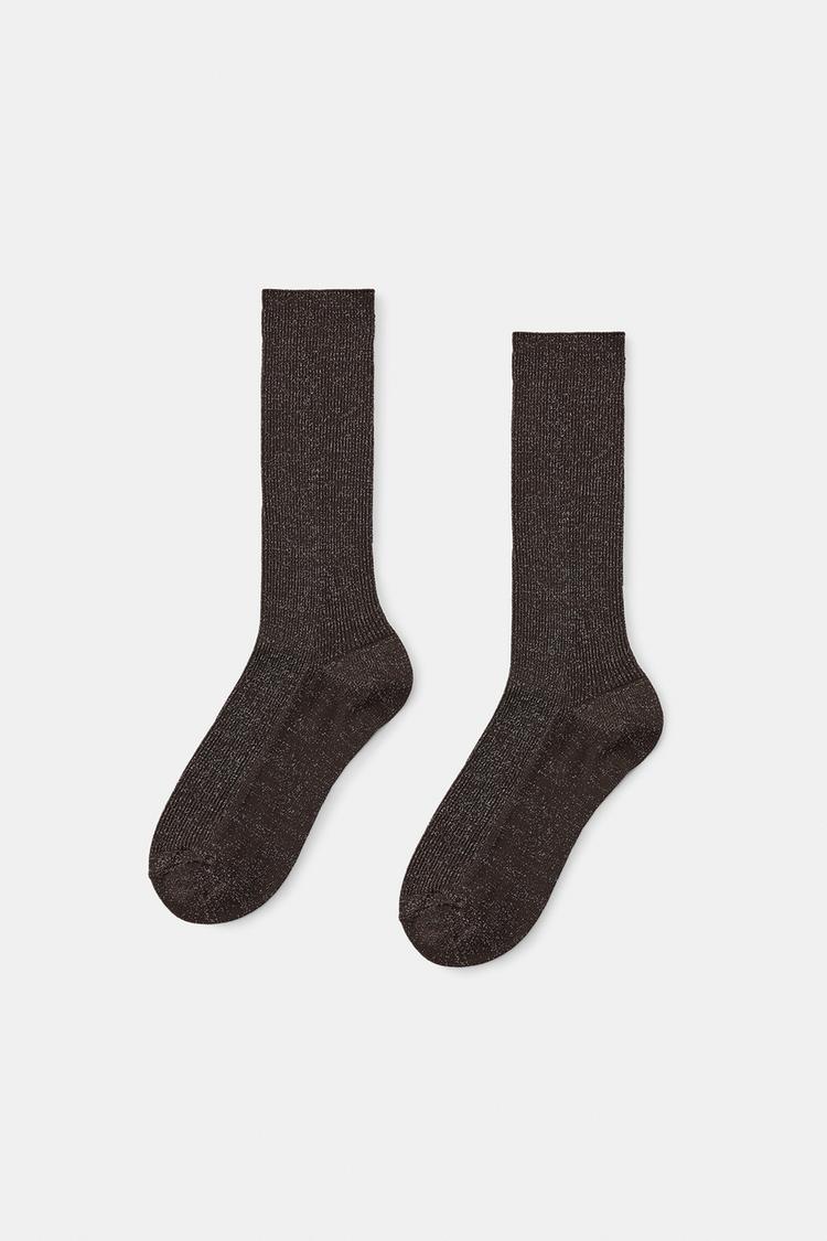 RIBBED SOCKS WITH METALLIC THREAD - Zara product image