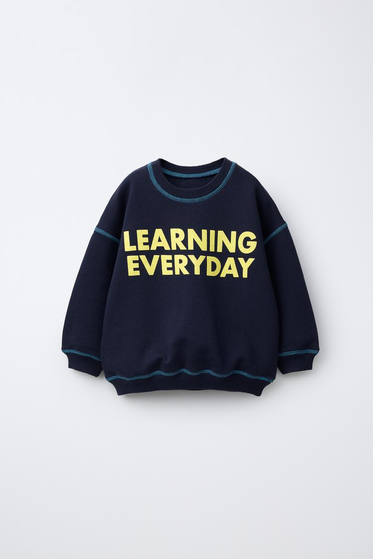 CONTRAST STITCHING TEXT SWEATSHIRT - Zara product image