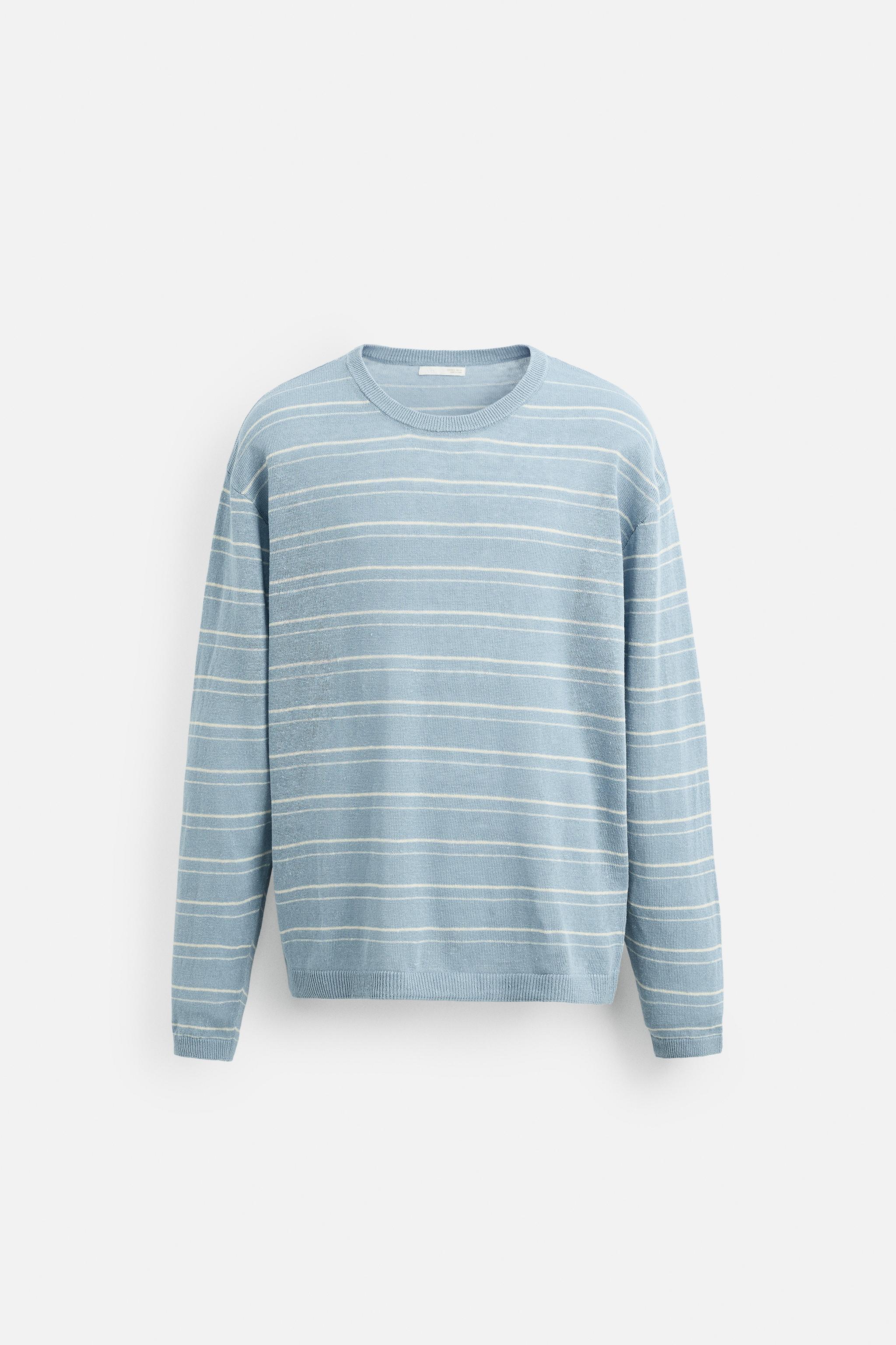 100% LINEN STRIPED SWEATER