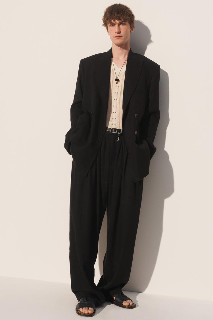 LINEN - LYOCELL PLEATED SUIT PANTS - Zara product image