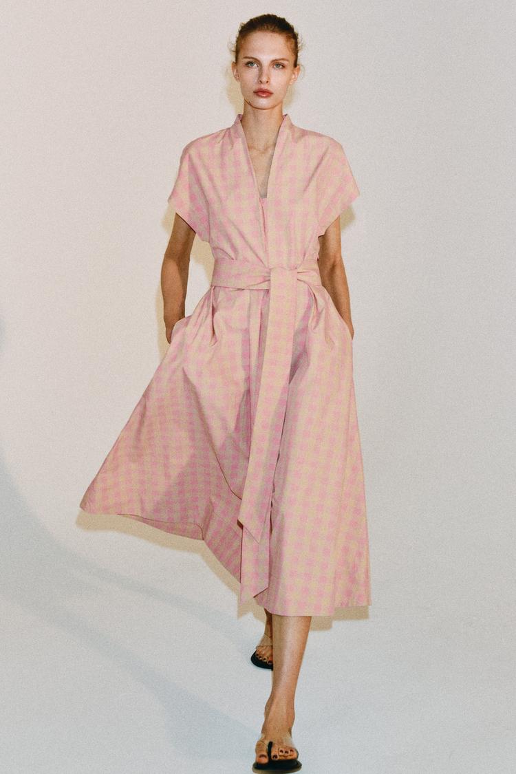 CHECK POPLIN DRESS ZW COLLECTION - Zara product image