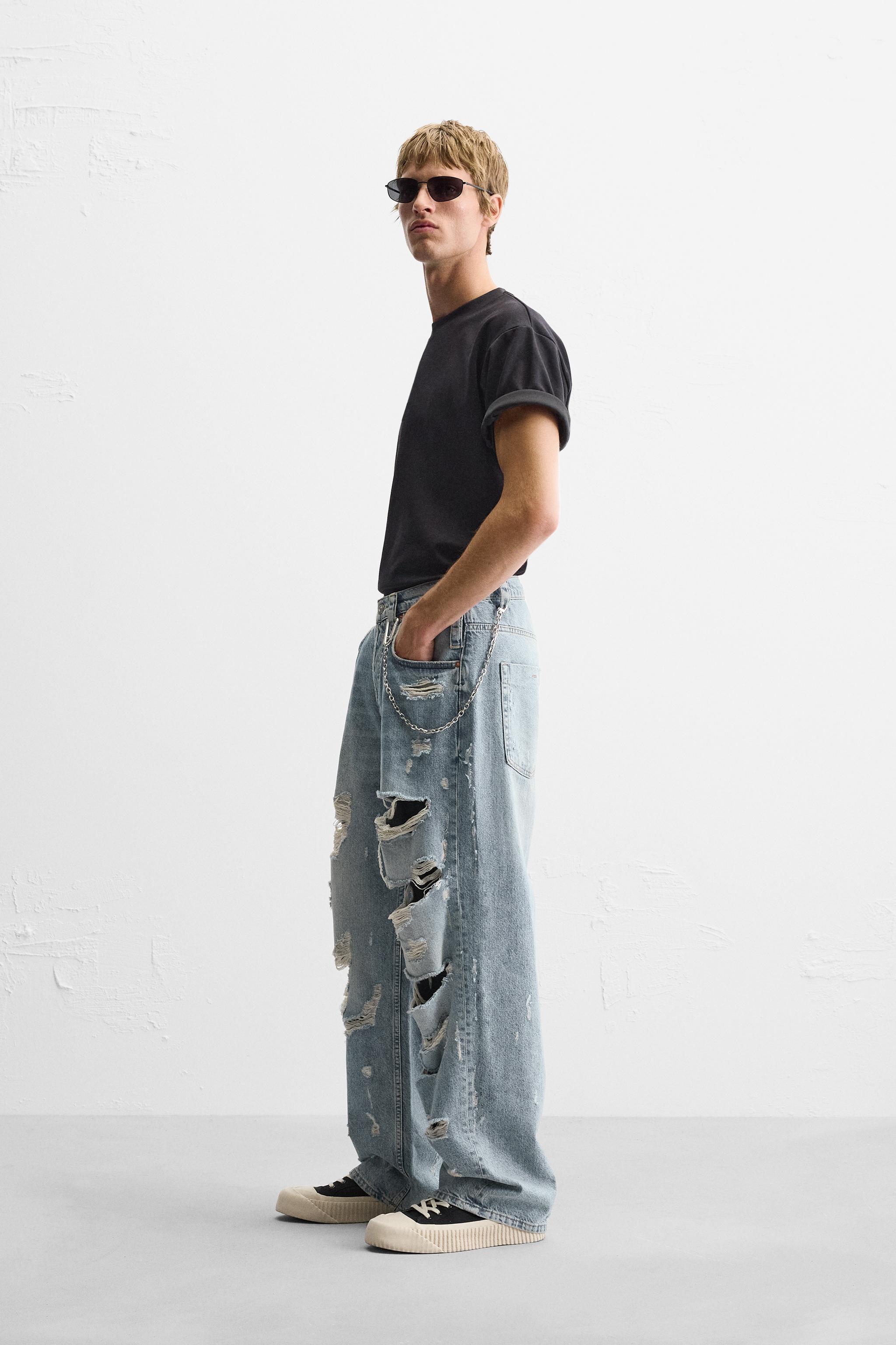 パンツ ZARA EXTREME RIPPED FADED JEANS Zara RIPPED EXTREME WASHED JEANS | Square One