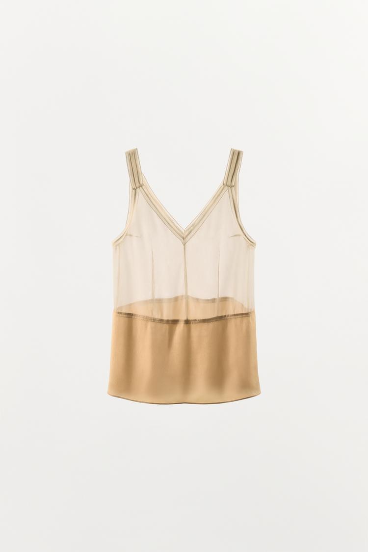 100% SILK STRAP TOP - Zara product image