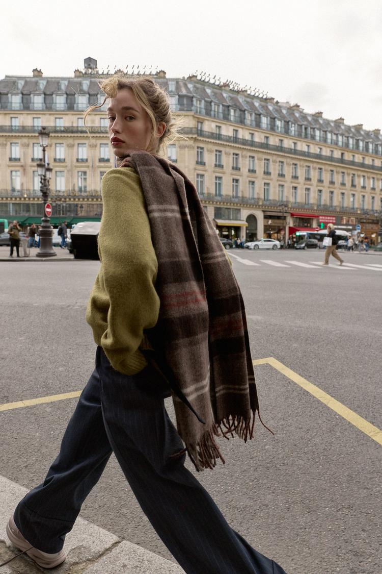 PLAID FRINGED SCARF - Zara product image