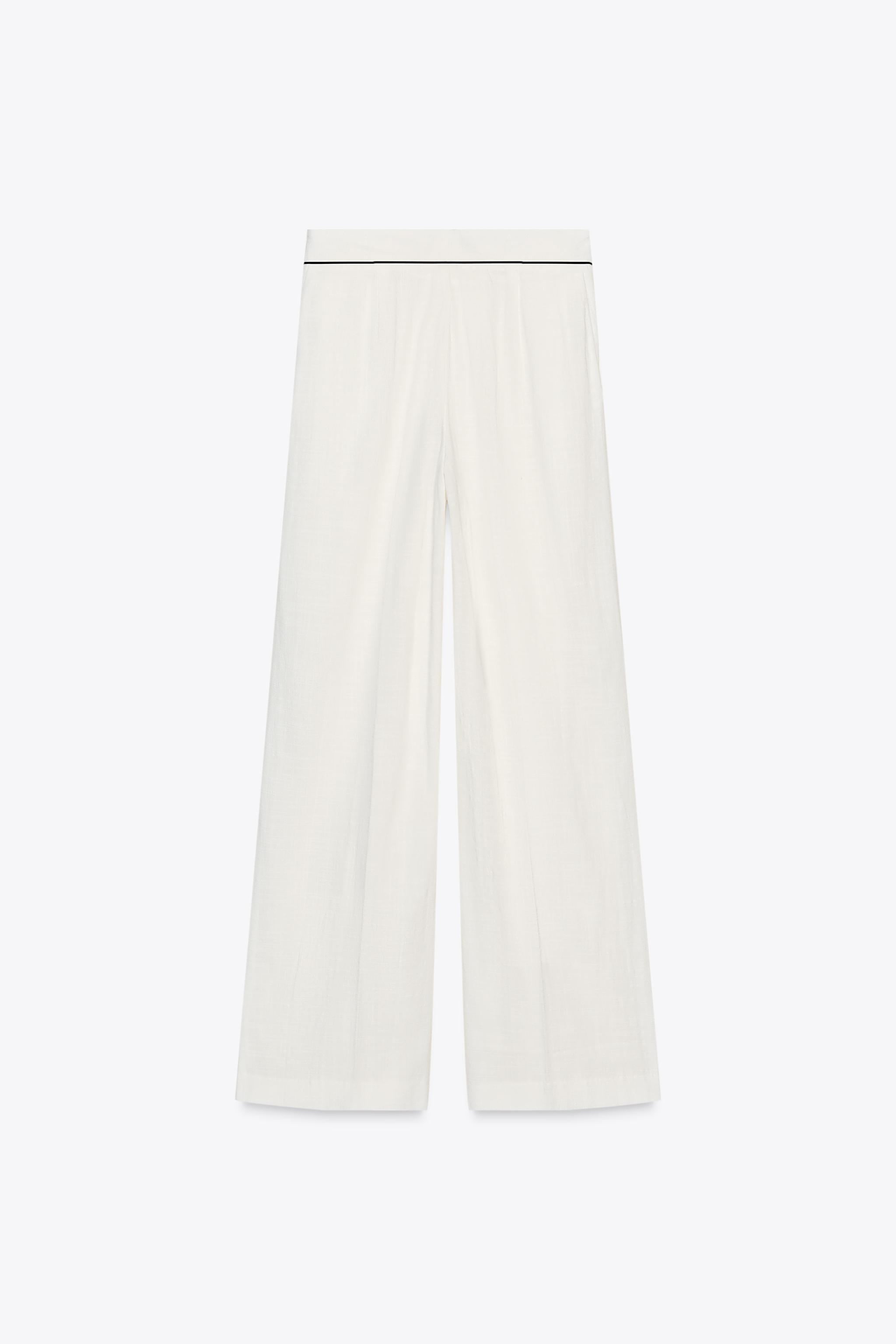 WIDE LEG PIPED PANTS