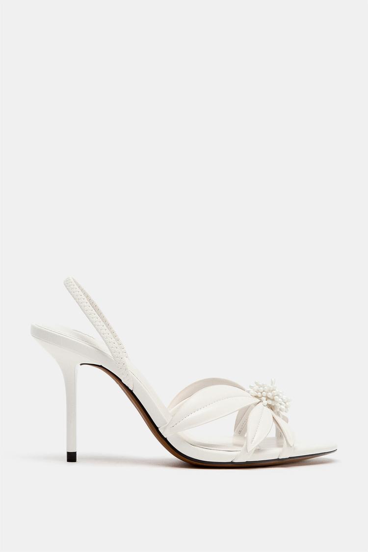 FLORAL DETAIL HEELED SANDALS - Zara product image