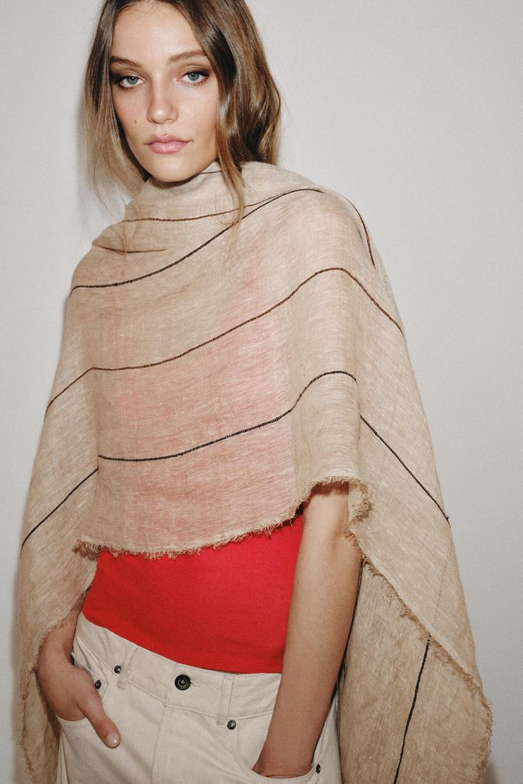 100% LINEN STRIPED SCARF - Zara product image