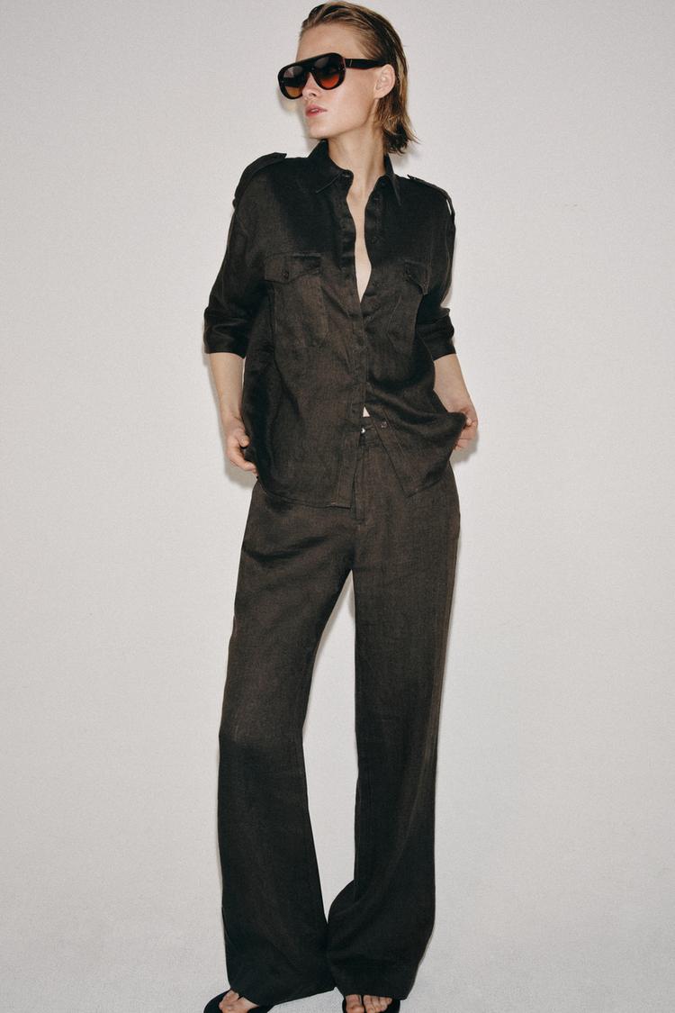 ZW COLLECTION LINEN POCKET SHIRT - Zara product image