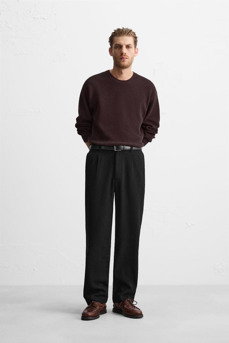 DARTED WOOL BLEND PANTS