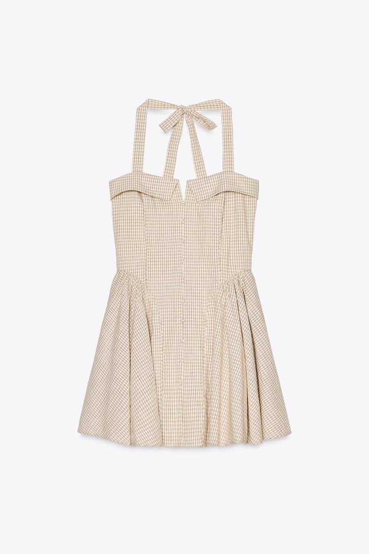 CHECKERED HALTER DRESS