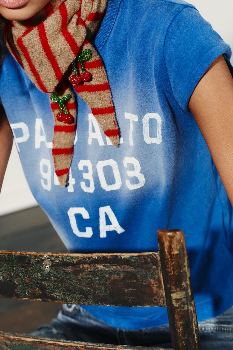 CHERRY STRIPE KNIT BANDANA - Zara product image