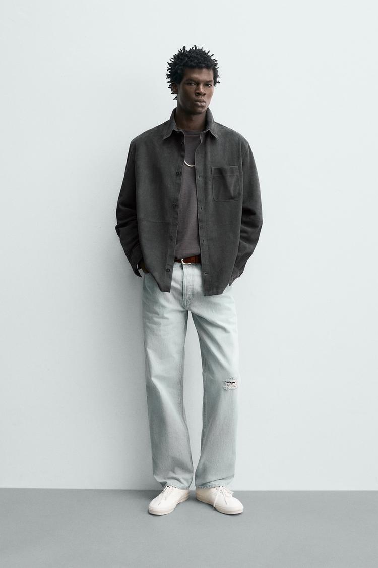 REGULAR FIT FAUX SUEDE OVERSHIRT - Zara product image
