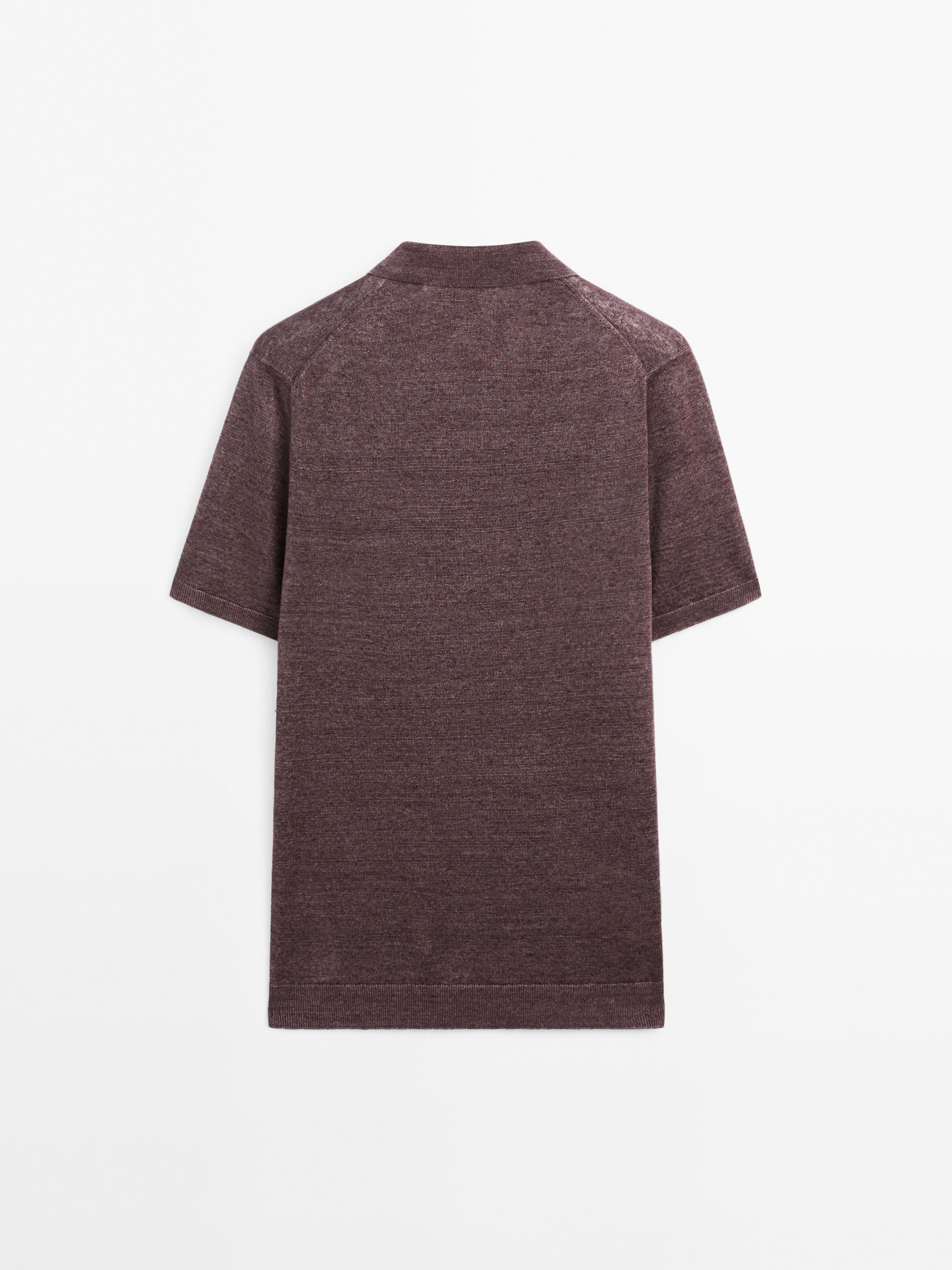 100% linen knit polo shirt