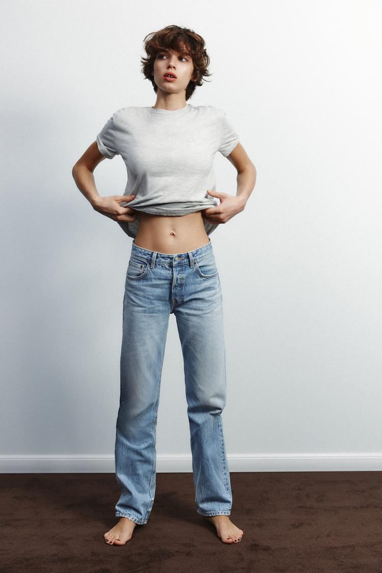 EXTRA LONG MID-RISE TRF STRAIGHT LEG METALLIC JEANS