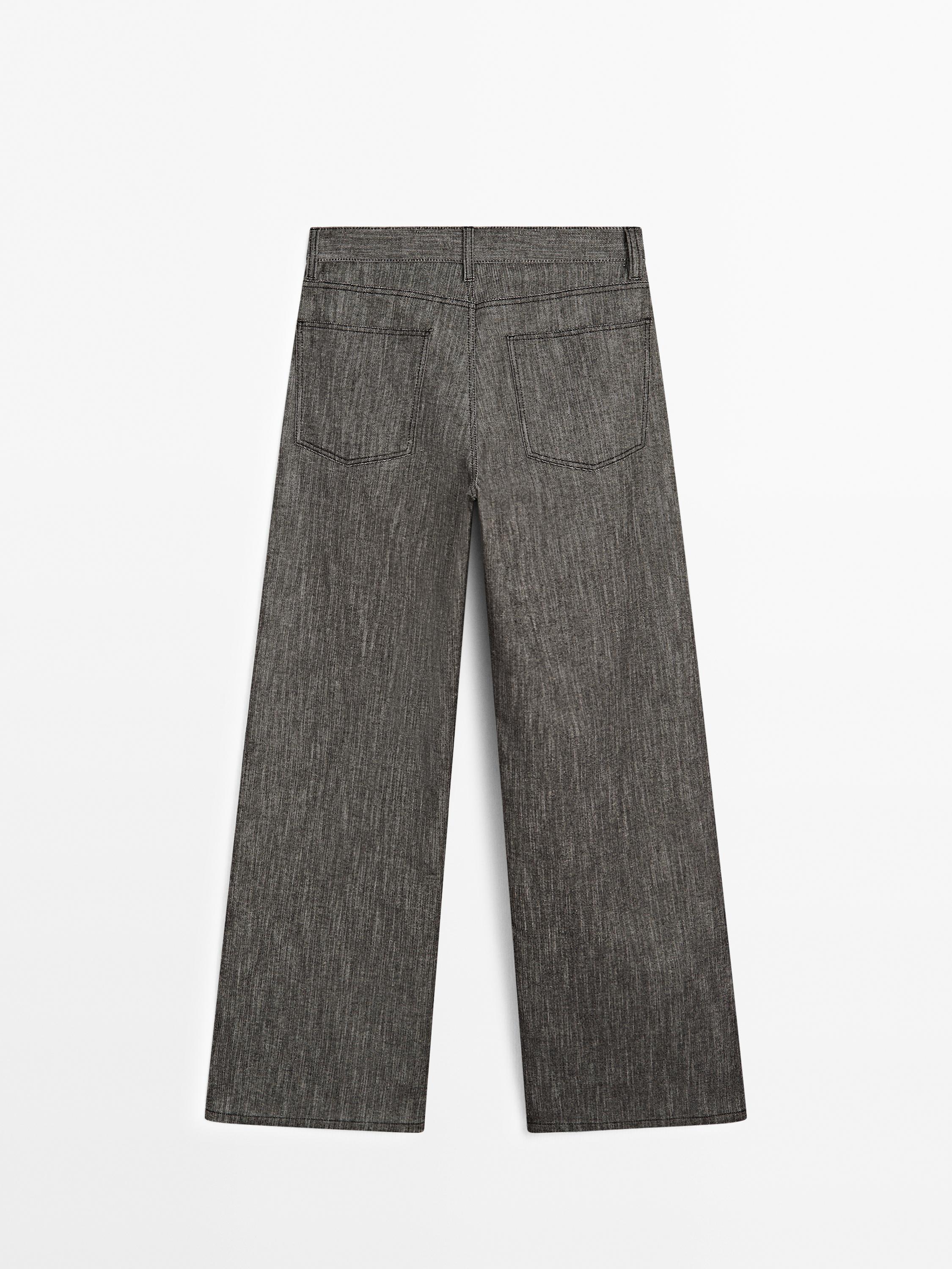 Cotton blend denim trousers