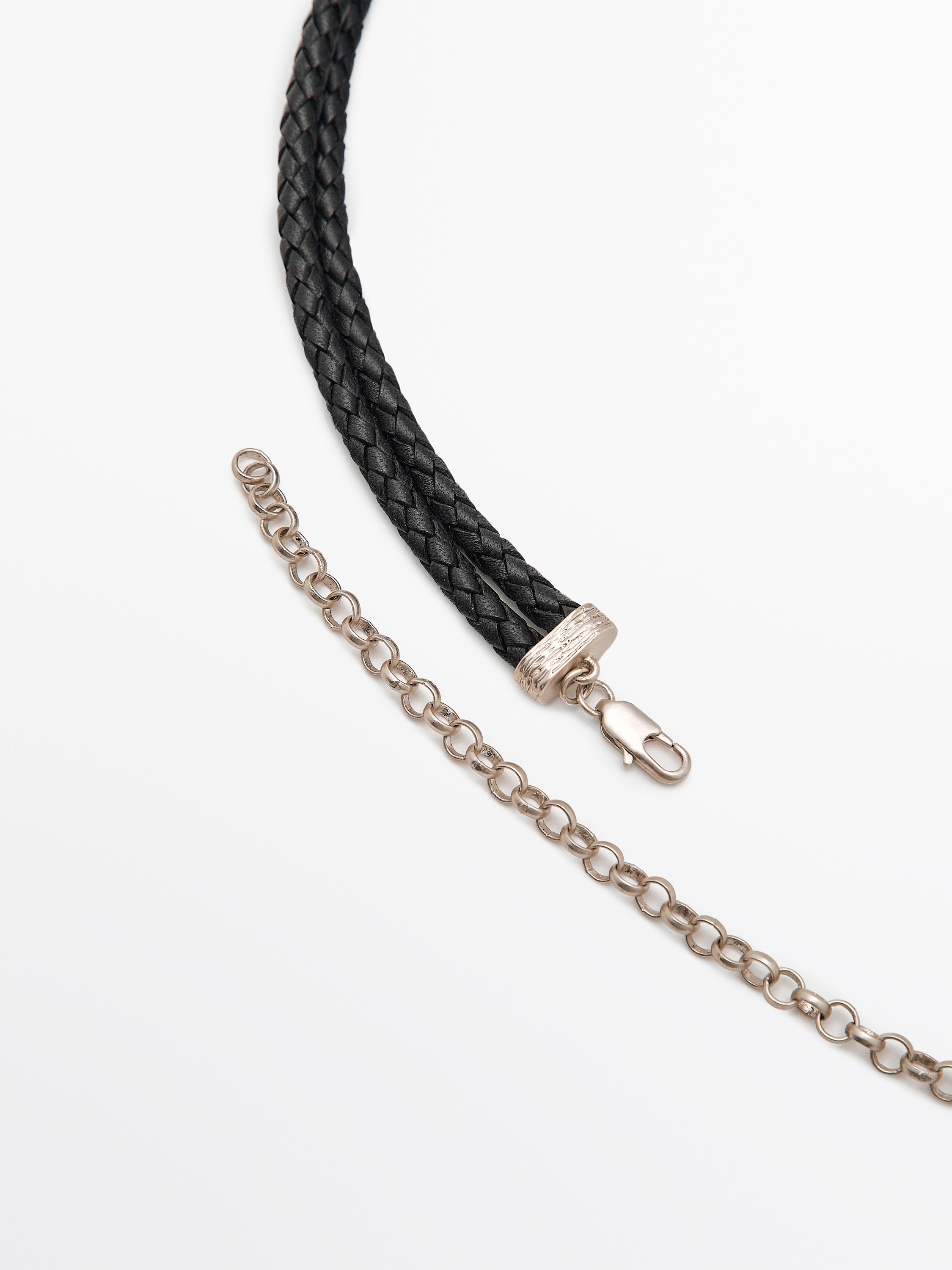 Leather belt with fossil buckle