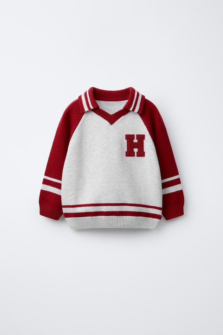 VARSITY PATCH KNIT POLO SHIRT - Zara product image