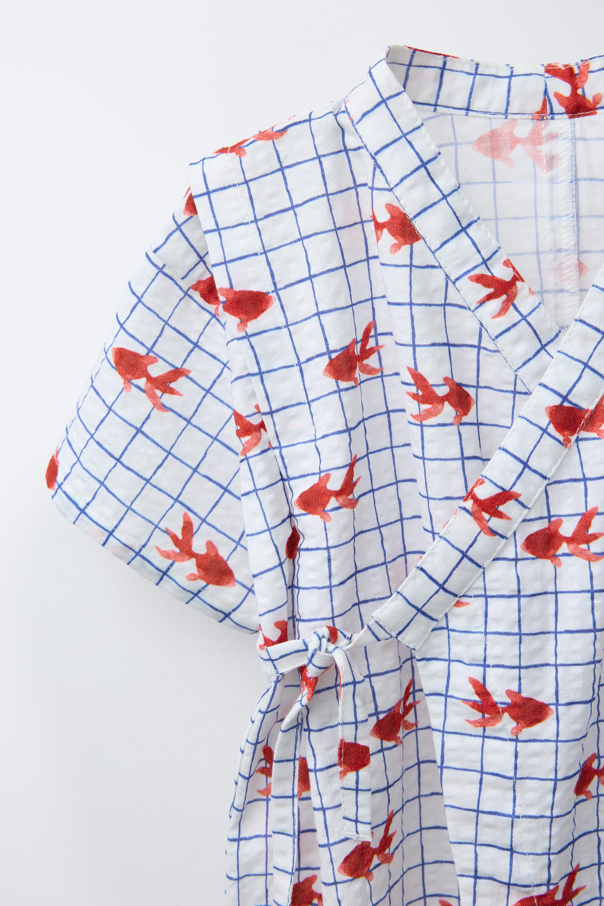 1-9 MOIS/ BARBOTEUSE KIMONO IMPRIMÉE GOLDEN FISH