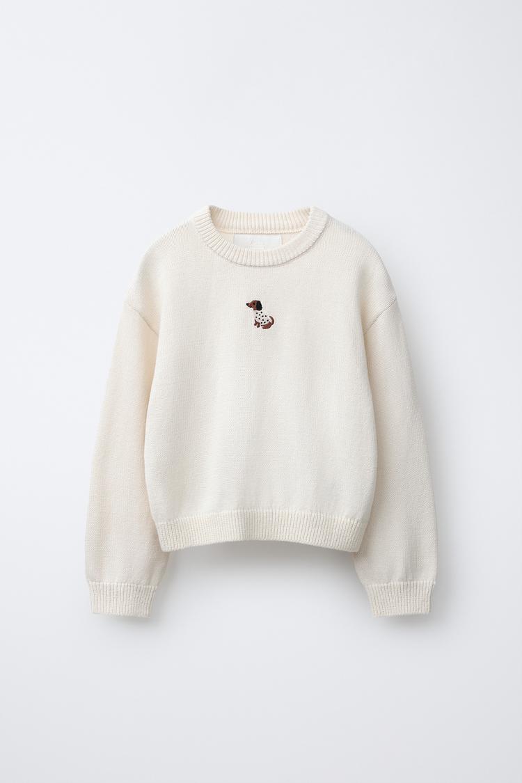 EMBROIDERED DOG KNIT JUMPER - Zara product image