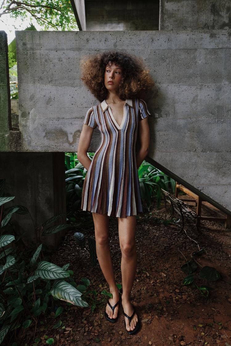 STRIPED POLO NECK DRESS - Zara product image