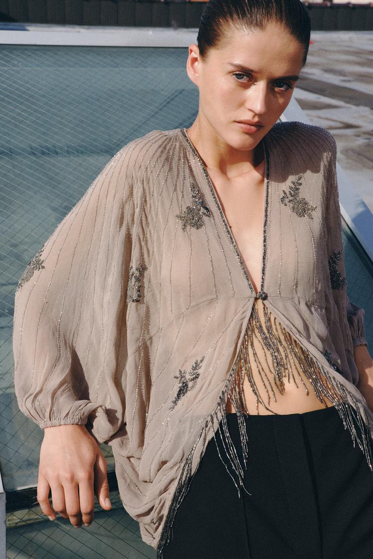 LIMITED EDITION BEADED EMBROIDERED TOP - Zara product image