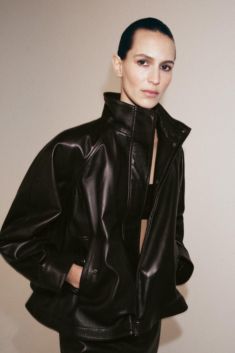 100% LEATHER BOMBER JACKET ZW COLLECTION - Zara product image