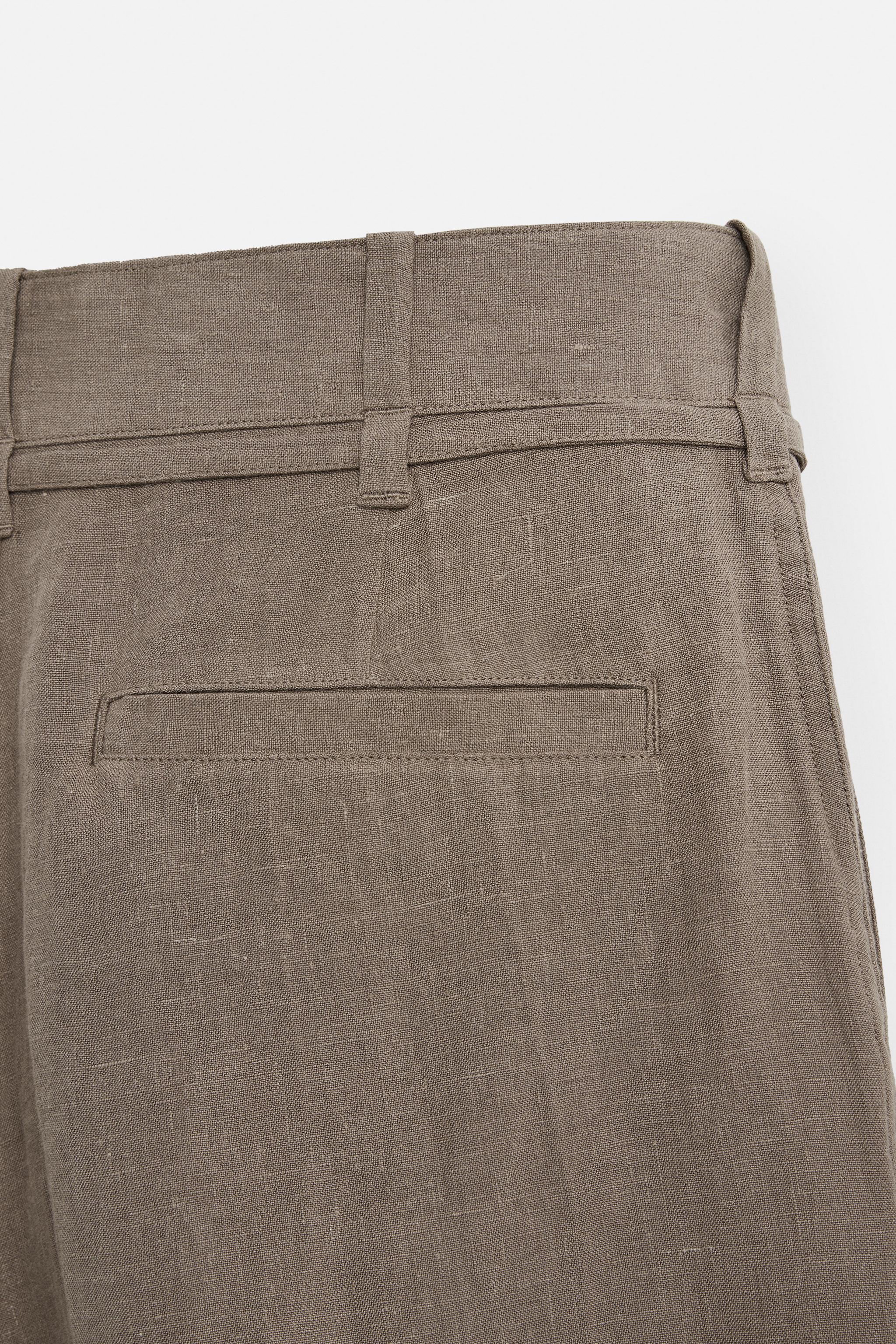 100% LINEN BELTED BERMUDA SHORTS