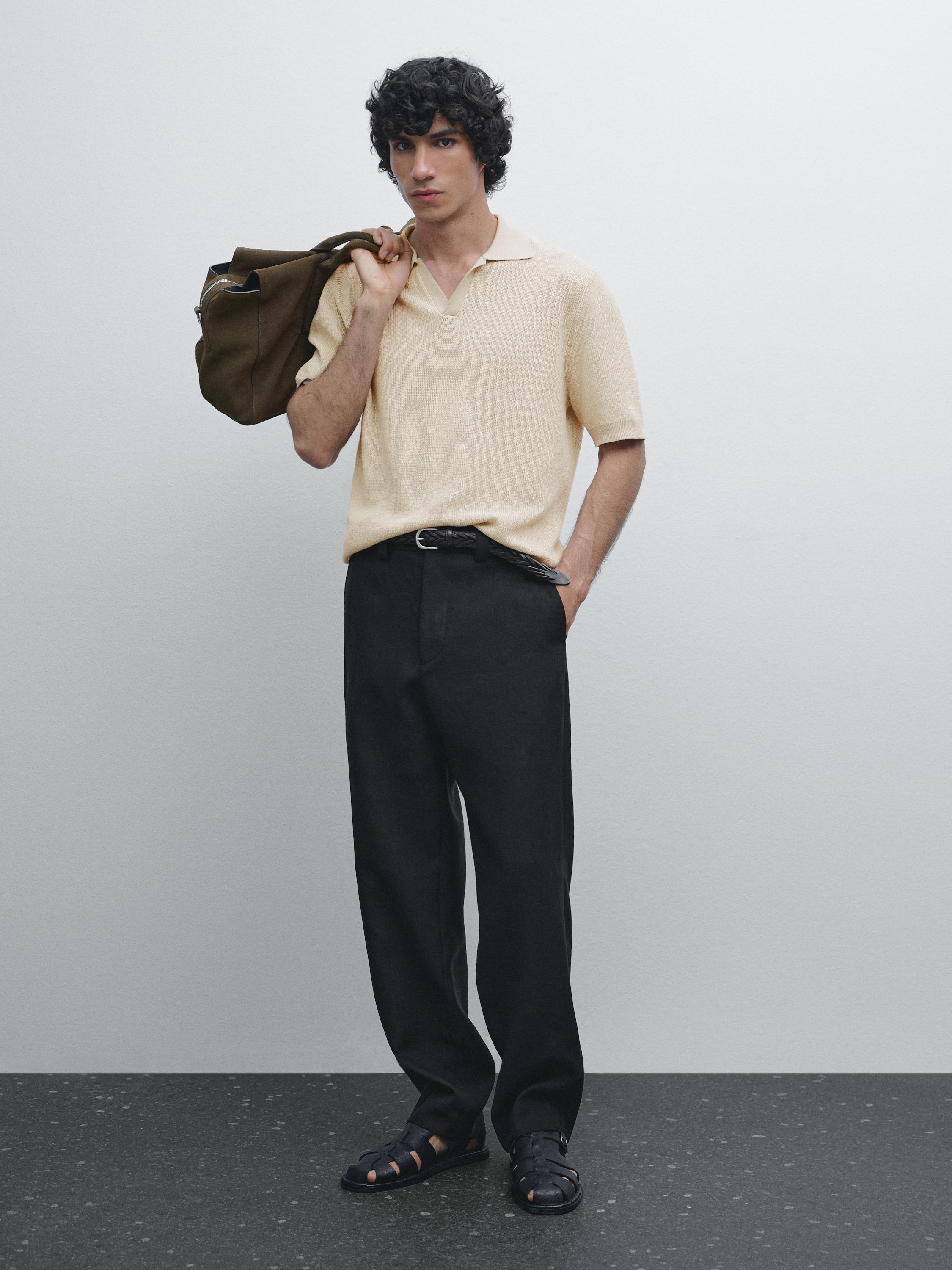 Pull polo contrastant 100 % coton
