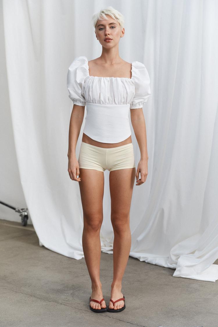 COMBINATION BALLOON SLEEVE TOP - Zara product image