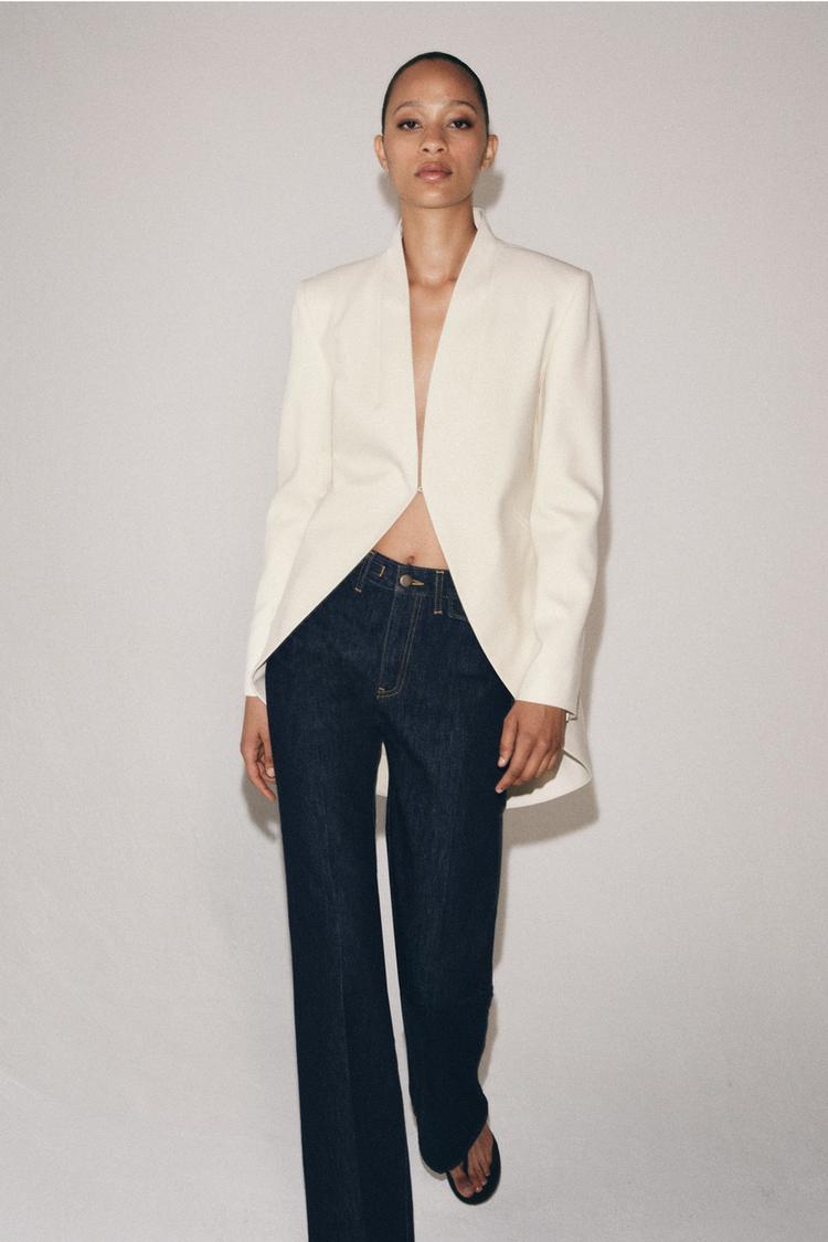 ZW COLLECTION LAPELLESS LONG BLAZER - Zara product image