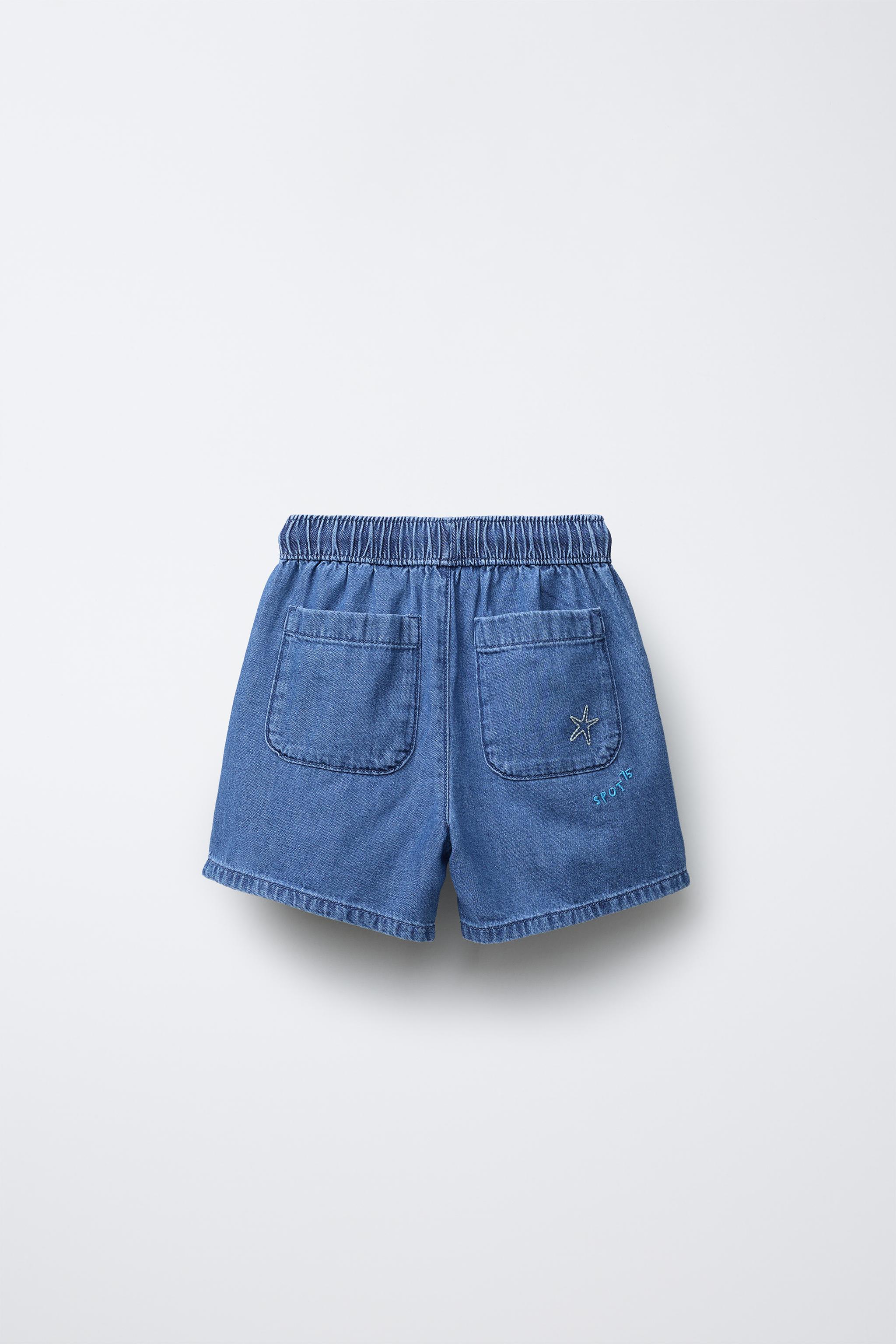 BERMUDA EN DENIM PALMIER BRODÉ