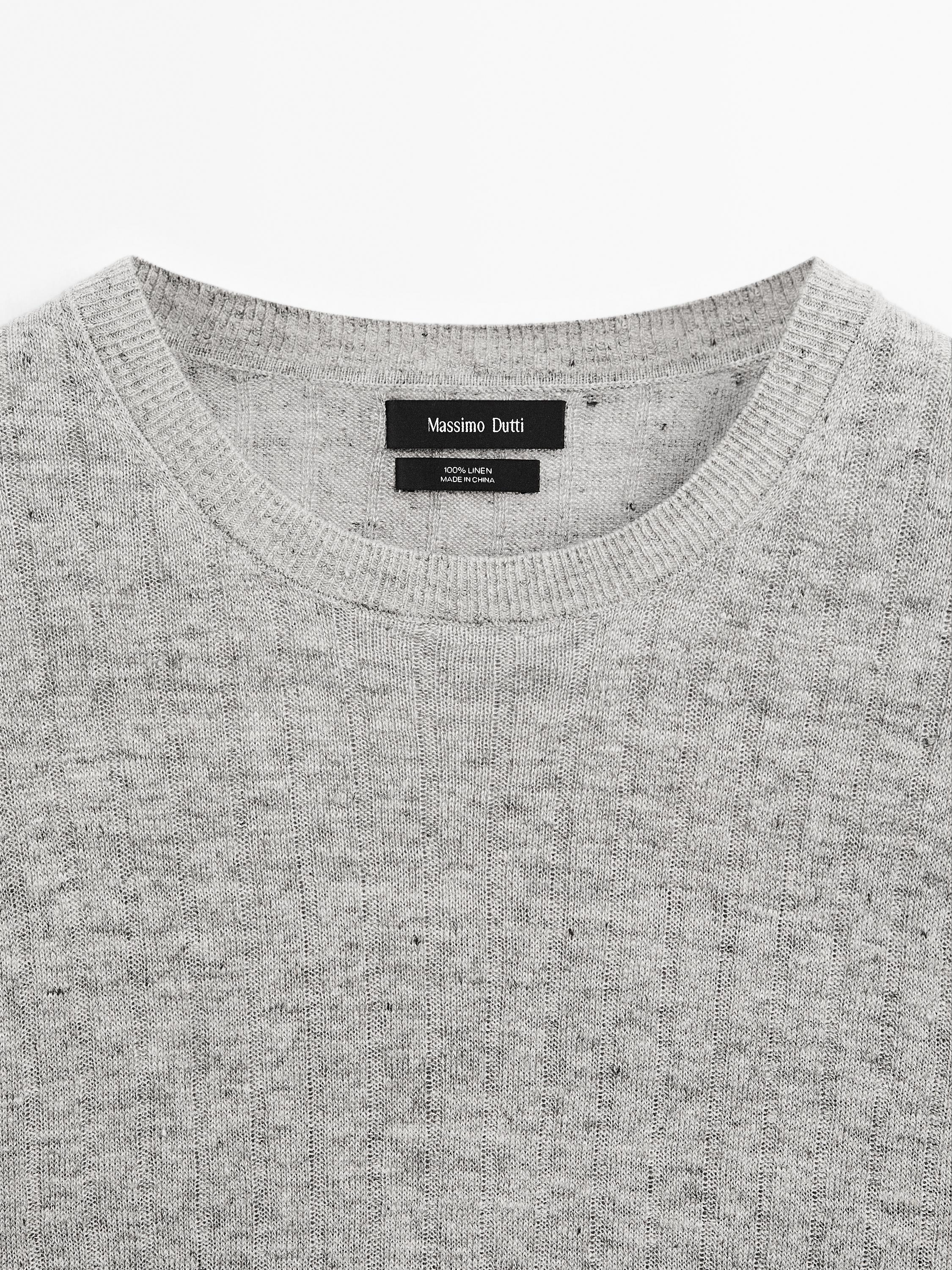 100% linen ribbed knit T-shirt