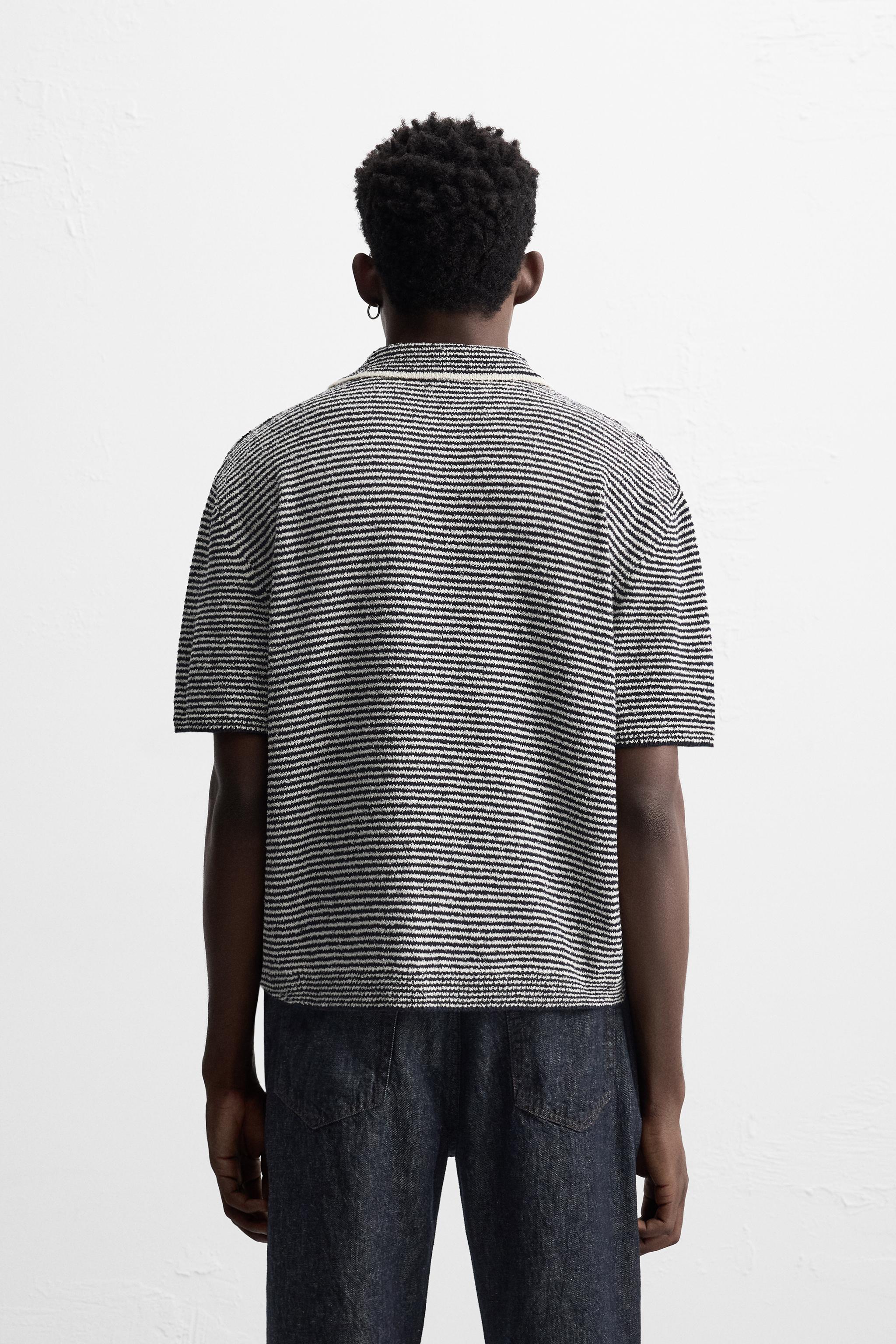 STRIPED KNIT POLO SHIRT
