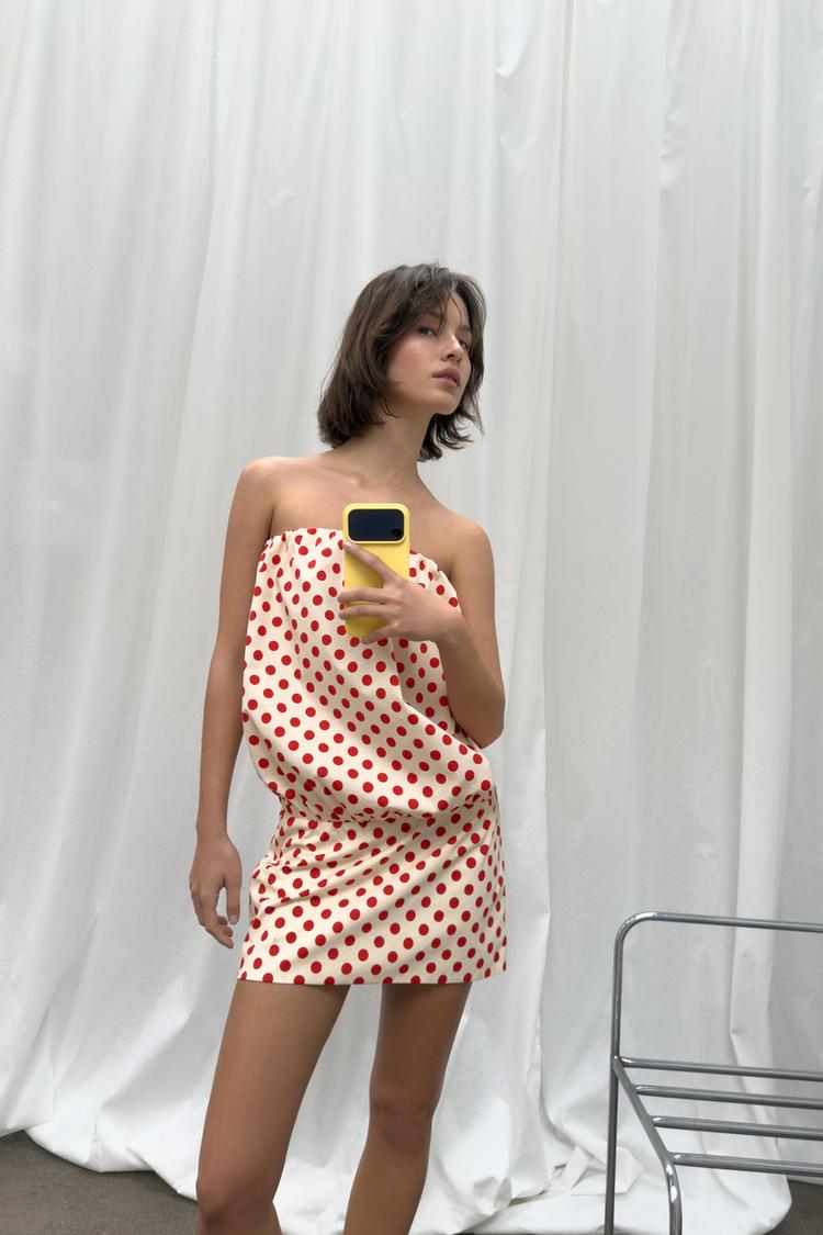 POLKA DOT BANDEAU DRESS - Zara product image