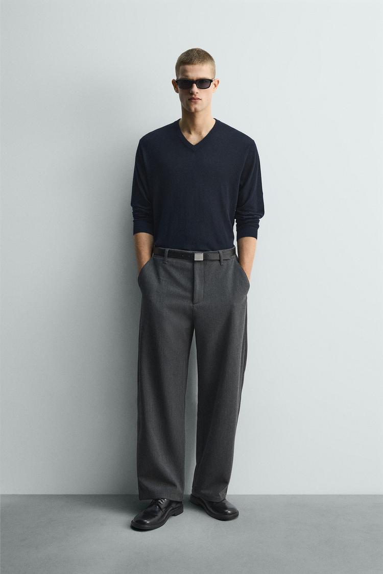 TEXTURED BALLOON FIT PANTS