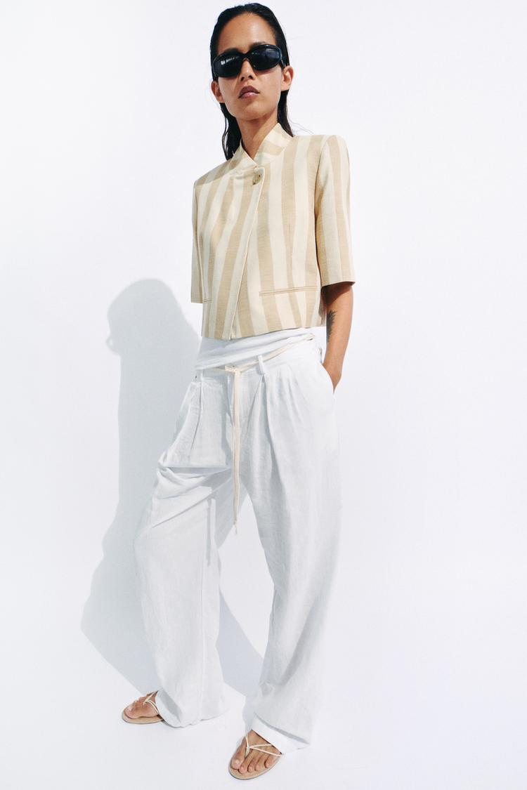 ZW COLLECTION SHORT SLEEVE CROPPED BLAZER - Zara product image