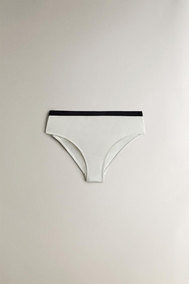 HIGH-WAISTED BEACH BIKINI BOTTOMS WITH CONTRAST BAND - Zara product image