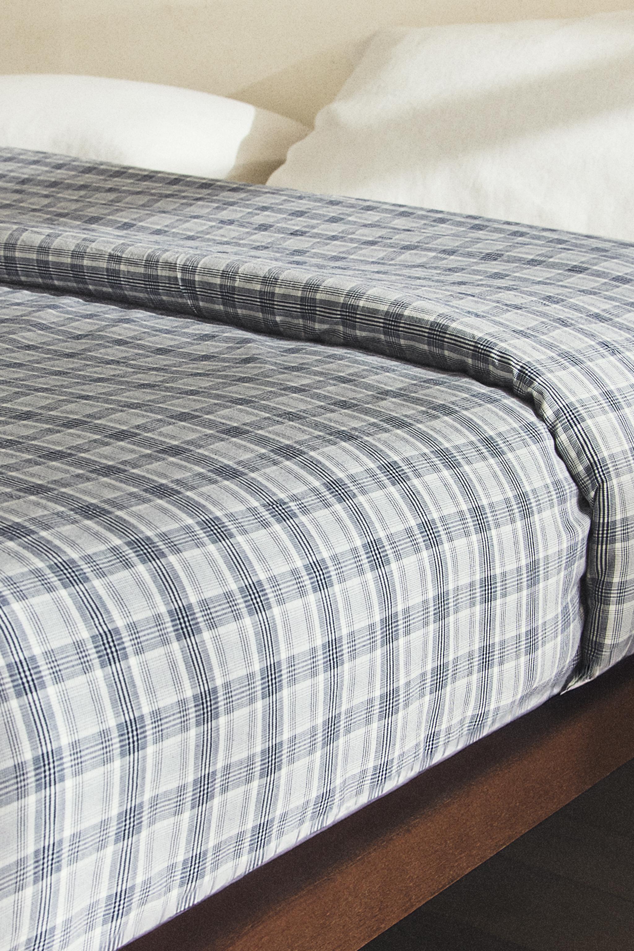HOUSSE DE COUETTE COTON FIL TEINTÉ CARREAUX