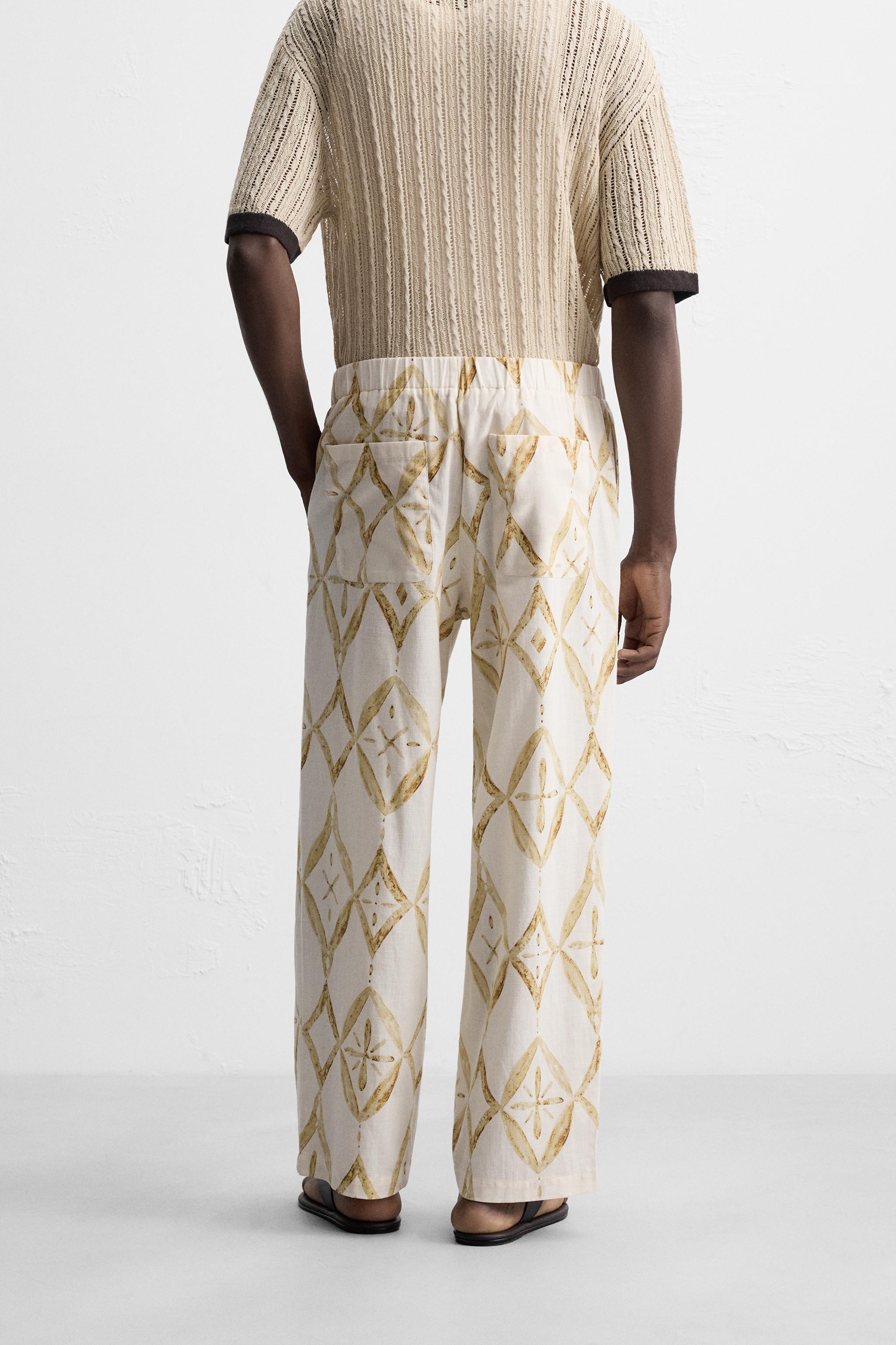GEOMETRIC PRINT RELAXED FIT PANTS