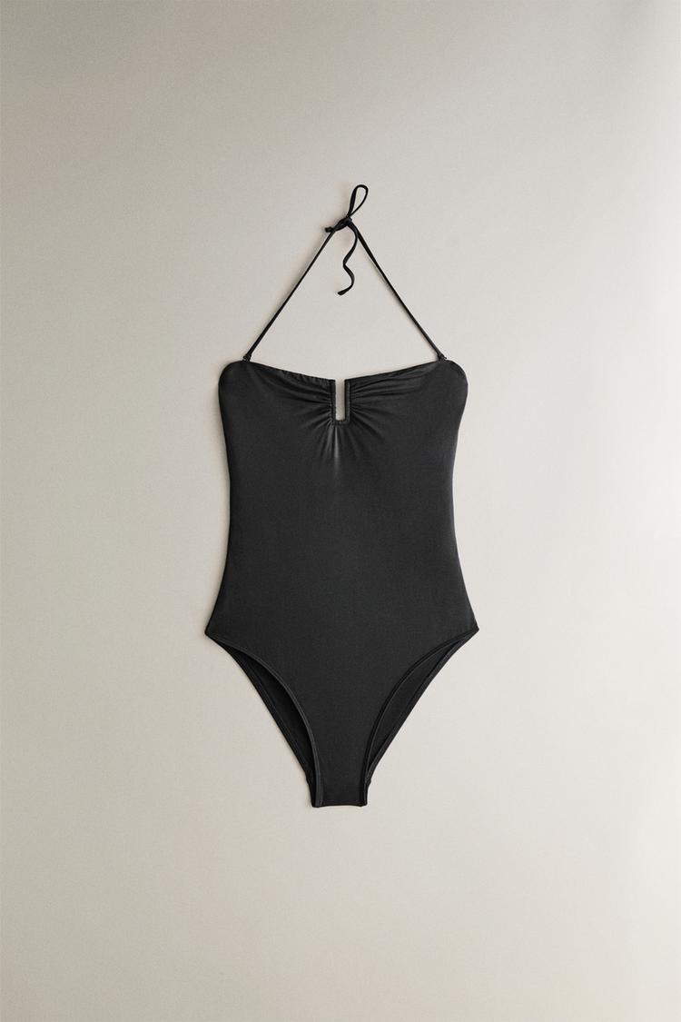 RUFFLED NECKLINE BEACH SWIMSUIT - Zara product image